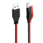USB-A Male To 2 x Crocodile Clip Power Connection Extension Cable, Length: 0.5m - Image 2