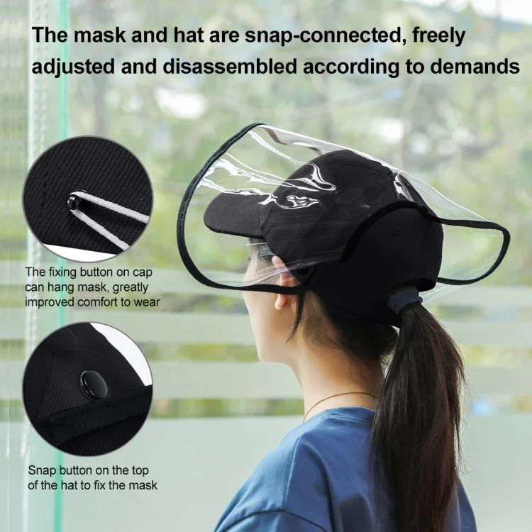 PKT463B_6.webp 50 PCS Anti-Saliva Splash Anti-Spitting Anti-Fog Anti-Oil Protective Baseball Cap Mask Removable Face Shield - Image 8