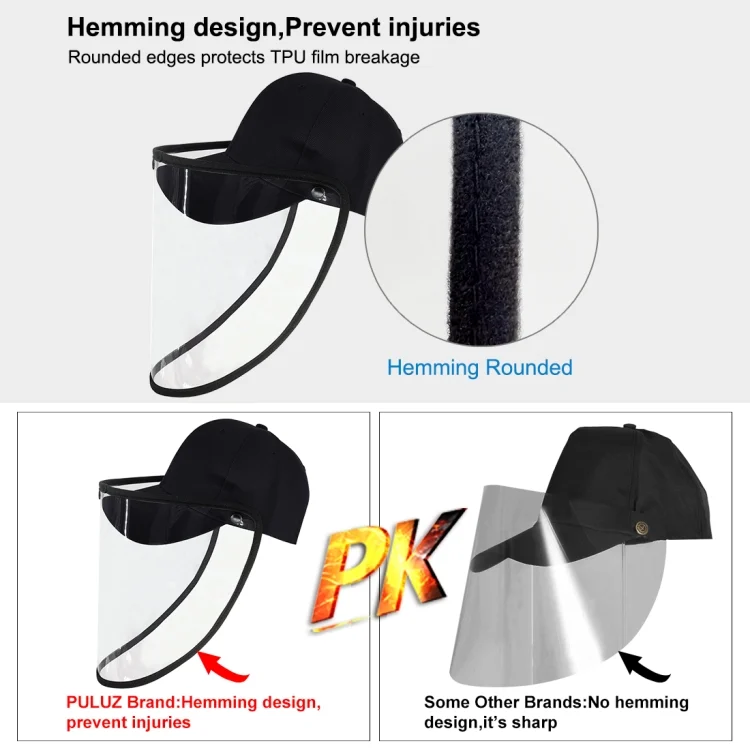 PKT463B_7.webp 50 PCS Anti-Saliva Splash Anti-Spitting Anti-Fog Anti-Oil Protective Baseball Cap Mask Removable Face Shield - Image 9