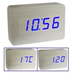 3 in 1 Wooden Clock (Alternately display time, month & date and temperature), White(White) - Image 2