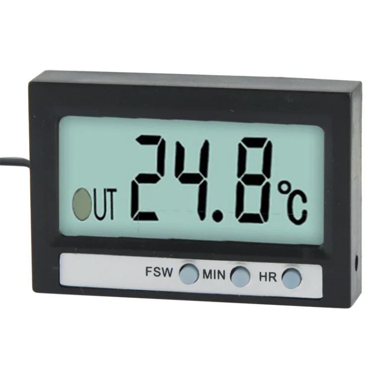S-CA-1162.webp Dual Way (Indoor and Outdoor) LCD Digital Thermometer with Clock Display Function, TM-2 (Black) - Image 1