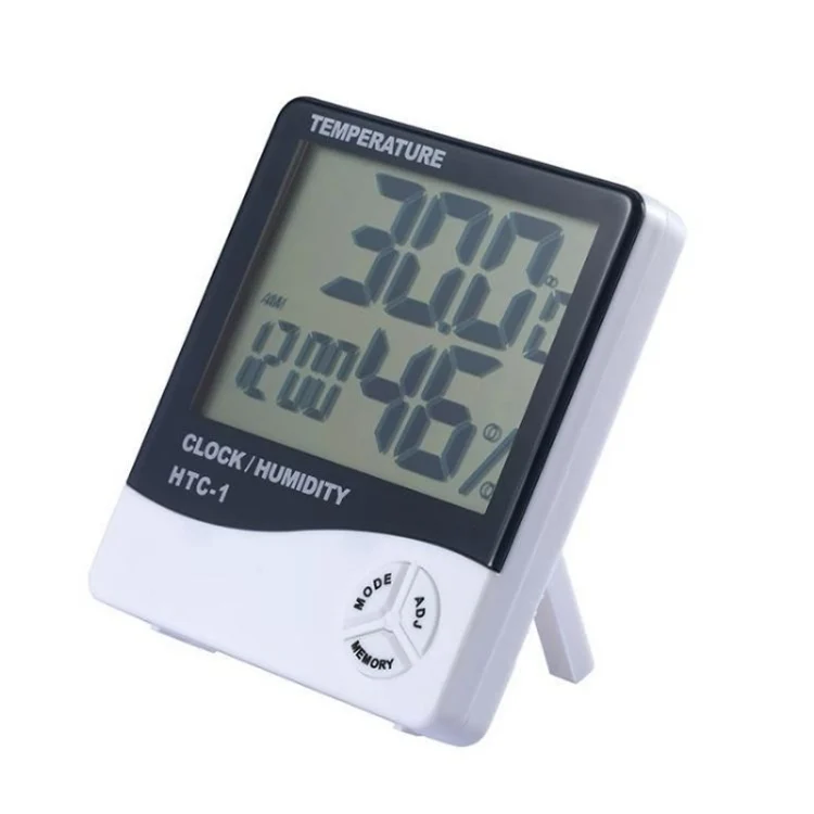 S-CA-1170.webp 3.8 inch LCD Digital Temperature & Humidity Meter with Clock / Calendar (HTC-1)(White) - Image 1