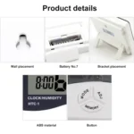 3.8 inch LCD Digital Temperature & Humidity Meter with Clock / Calendar (HTC-1)(White) - Image 5