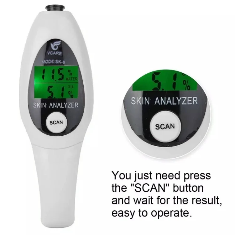 S-CA-1901_7.webp Mini Portable LCD Digital Moisture Skin Care Tester Moisture Oil Content Analyzer(White) - Image 8