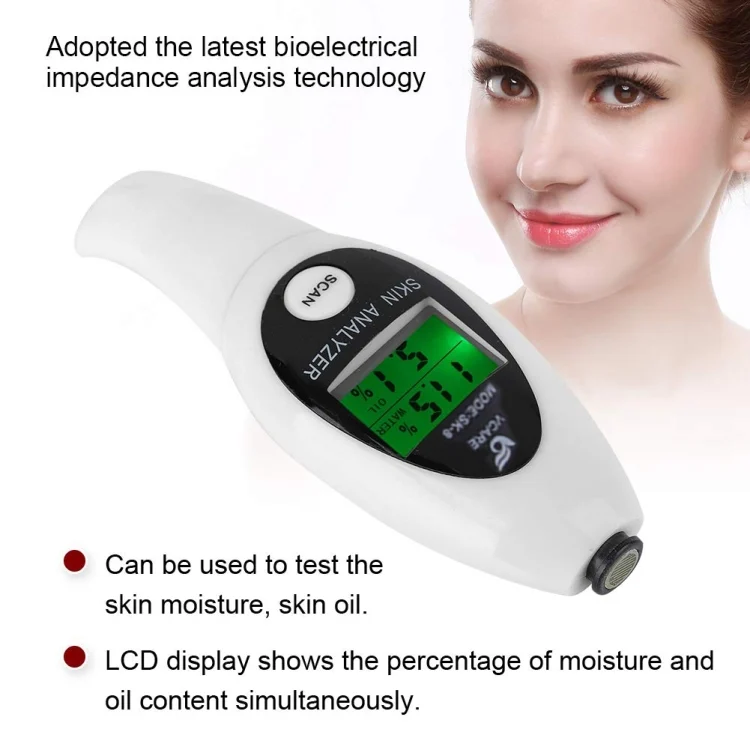 S-CA-1901_9.webp Mini Portable LCD Digital Moisture Skin Care Tester Moisture Oil Content Analyzer(White) - Image 10