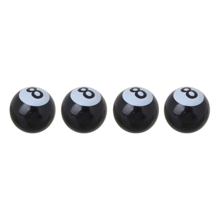 S-CA-9914B_3.webp Universal 8mm American Billiards No.8 Ball Style Plastic Car Tire Valve Caps, Pack of 4 - Image 4