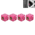Universal 8mm Dice Style Plastic Car Tire Valve Caps, Pack of 4