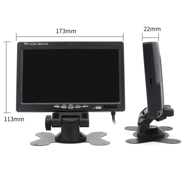 S-CLM-0104_3.webp 7.0 inch Car Monitor / Surveillance Cameras Monitor with Adjustable Angle Holder & Remote Controller, Dual Video Input - Image 4