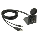 USB 2.0 & 3.5mm Male to Female Extension Cable with Car Flush Mount, Length: 2m - Image 2