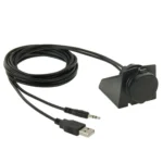 USB 2.0 & 3.5mm Male to Female Extension Cable with Car Flush Mount, Length: 2m - Image 3