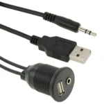 USB 2.0 & 3.5mm Male to Female Extension Cable with Car Flush Mount, Length: 2m - Image 7