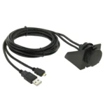 USB 2.0 & Micro HDMI (Type-D) Male to USB 2.0 & HDMI (Type-A) Female Adapter Cable with Car Flush Mount, Length: 2m - Image 4