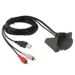 USB 2.0 & 2 RCA Male to USB 2.0 & 3.5mm Female Adapter Cable with Car Flush Mount, Length: 2m - Image 3
