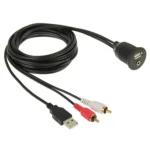 USB 2.0 & 2 RCA Male to USB 2.0 & 3.5mm Female Adapter Cable with Car Flush Mount, Length: 2m - Image 5