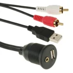 USB 2.0 & 2 RCA Male to USB 2.0 & 3.5mm Female Adapter Cable with Car Flush Mount, Length: 2m - Image 7