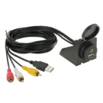 USB 2.0 & 3 RCA Male to USB 2.0 & 3.5mm Female Adapter Cable with Car Flush Mount, Length: 2m - Image 2