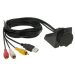 USB 2.0 & 3 RCA Male to USB 2.0 & 3.5mm Female Adapter Cable with Car Flush Mount, Length: 2m - Image 3