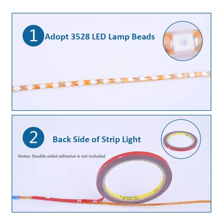 S-CMS-0459D_4.webp 5 PCS Normally-on Style 45 LED 3528 SMD Waterproof Flexible Car Strip Light for Car Decoration, DC 12V, Length: 45cm - Image 5