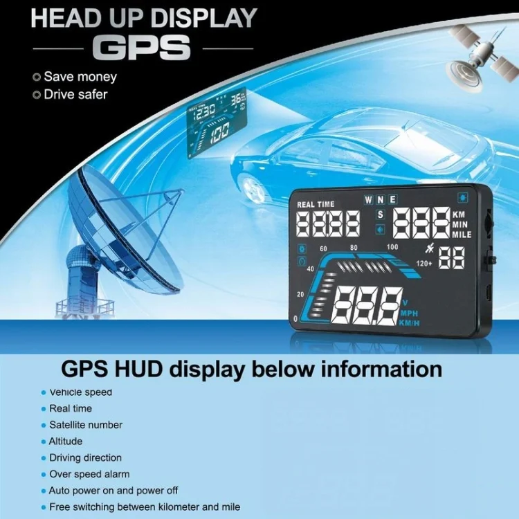 S-CMS-0491_13.webp Q7 5.5 inch Car GPS HUD Vehicle-mounted Head Up Display Security System, Support Speed & Real Time & Altitude & Over Speed Alarm & Satellite Number, etc. - Image 14