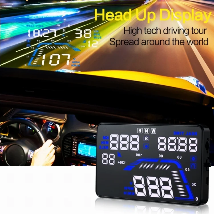 S-CMS-0491_6.webp Q7 5.5 inch Car GPS HUD Vehicle-mounted Head Up Display Security System, Support Speed & Real Time & Altitude & Over Speed Alarm & Satellite Number, etc. - Image 7