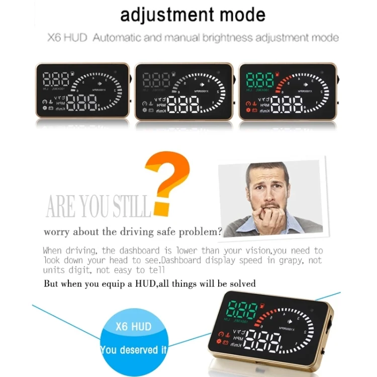 S-CMS-0493_18.webp X6 3.5 inch Car OBDII / EUOBD HUD Vehicle-mounted Head Up Display Security System, Support Speed & Water Temperature & Speed Alarm & Fuel Consumption & Battery Voltage, etc. - Image 19