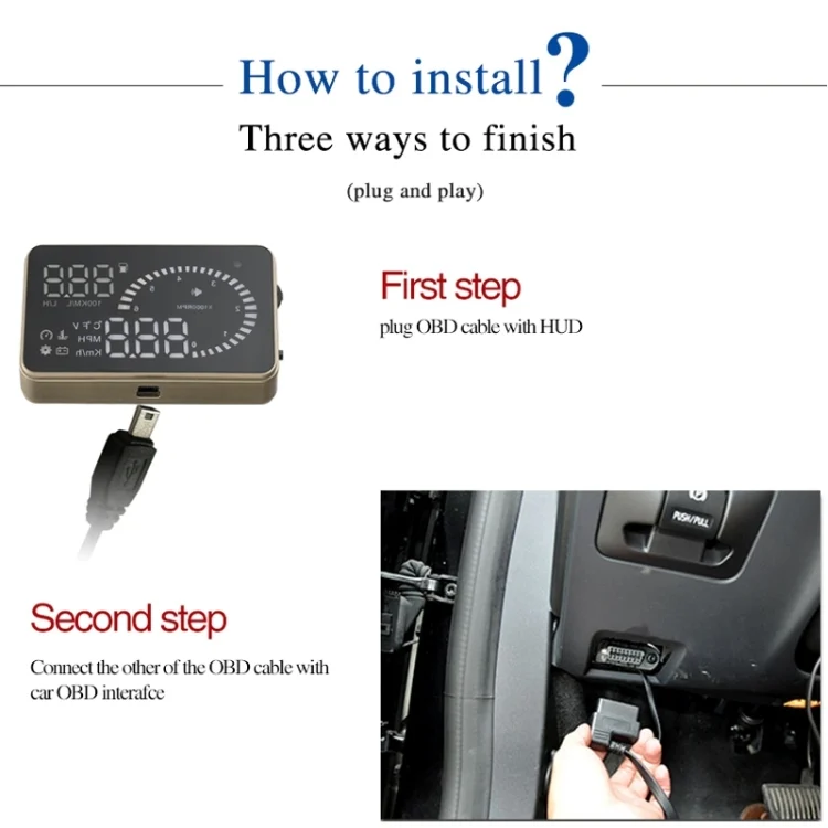 S-CMS-0493_27.webp X6 3.5 inch Car OBDII / EUOBD HUD Vehicle-mounted Head Up Display Security System, Support Speed & Water Temperature & Speed Alarm & Fuel Consumption & Battery Voltage, etc. - Image 28