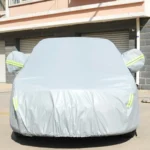 PEVA Anti-Dust Waterproof Sunproof Sedan Car Cover with Warning Strips, Fits Cars up to 5.1m(199 inch) in Length - Image 2