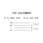 2 x 2 Pin to 16 Pin OBDII Diagnostic Cable for Audi - Image 6