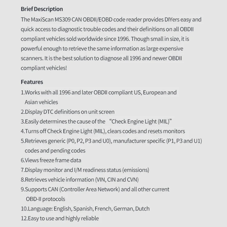 S-CMS-0980_6.webp MS309 OBDII / EOBD Fault Coder Reader - Image 7