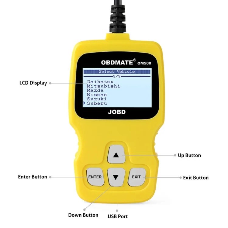S-CMS-0996_4.webp OBDMATE OM500 OBDII / EOBD / JOBD Code Reader(Yellow) - Image 5