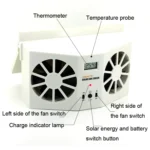 2W Solar Powered Car Auto Air Vent Cool Fan Cooler Ventilation System Radiator, with Temperature Display - Image 10