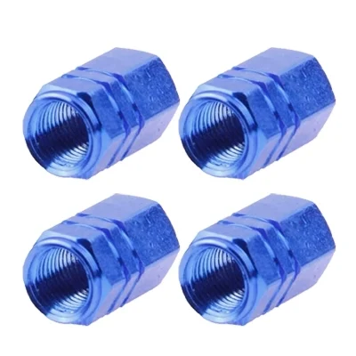Blue Anodized Aluminum Tire Valve Stem Caps 4 pcs(Blue)