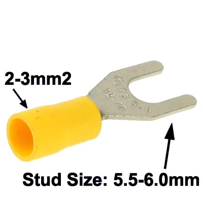 S-CMS-1908_1.webp 100pcs SV5.5-6.0mm DIY Spade Terminal Connectors, Cable size: 2-3mm2 (100pcs in one packaging, the price is for 100pcs) - Image 2
