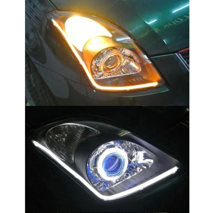 S-CMS-2439_7.webp 2 PCS  3W 180LM 6500K 597-577nm White + Yellow Wired LED Tube Daytime Running Light DRL Steering Lamp, DC12V, Lamp Length:30cm - Image 8