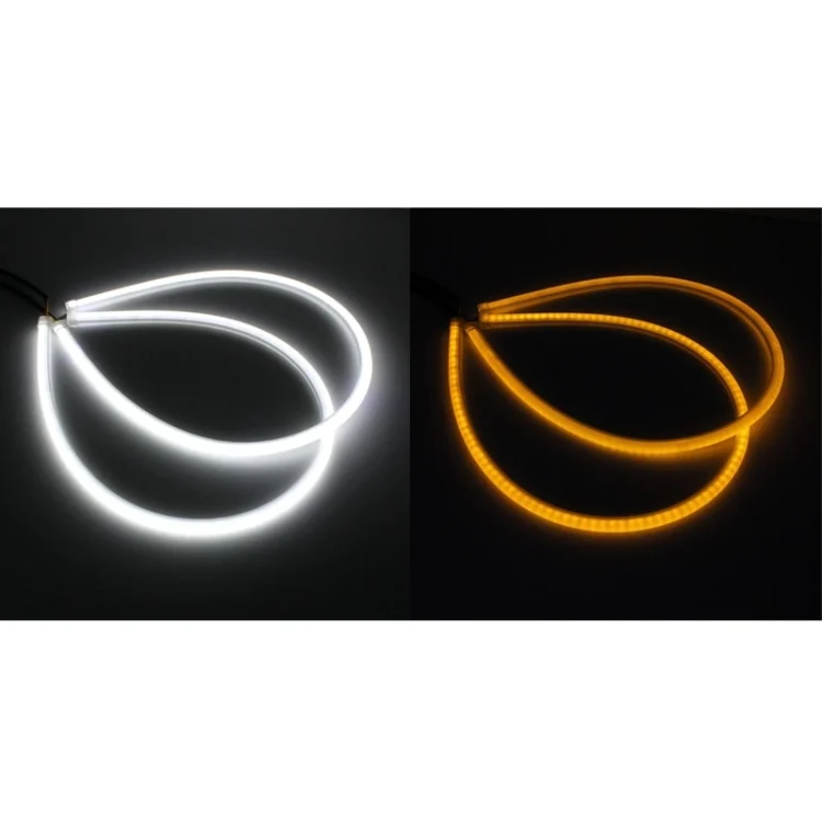 S-CMS-2440_6.webp 2 PCS  6W 360LM 6500K 597-577nm White + Yellow Wired LED Tube Daytime Running Light DRL Steering Lamp, DC12V, Lamp Length:60cm - Image 7