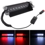 8W 800LM 8-LED 3-Modes Adjustable Angle Car Strobe Flash Dash Emergency Light Warning Lamp with Suckers, DC 12V