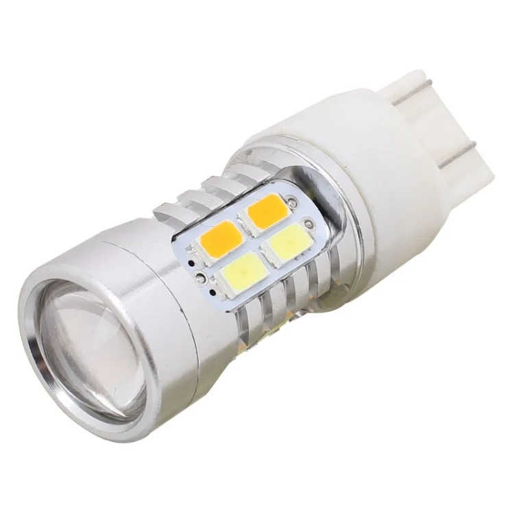 S-CMS-3704_1.webp 2PCS T20 10W 700LM Yellow + White Light Dual Wires 20-LED SMD 5630 Car Brake Light Lamp Bulb, Constant Current, DC 12-24V - Image 2