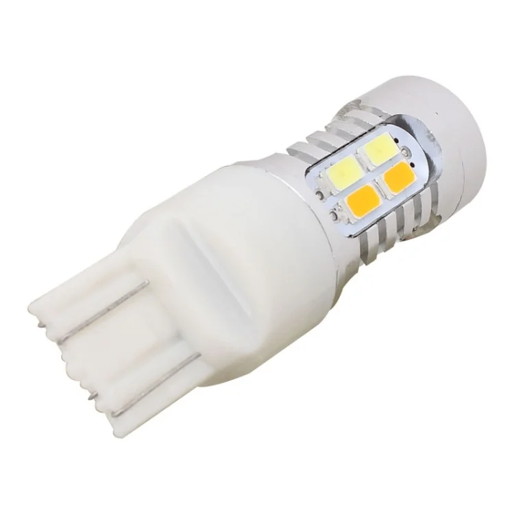 S-CMS-3704_2.webp 2PCS T20 10W 700LM Yellow + White Light Dual Wires 20-LED SMD 5630 Car Brake Light Lamp Bulb, Constant Current, DC 12-24V - Image 3