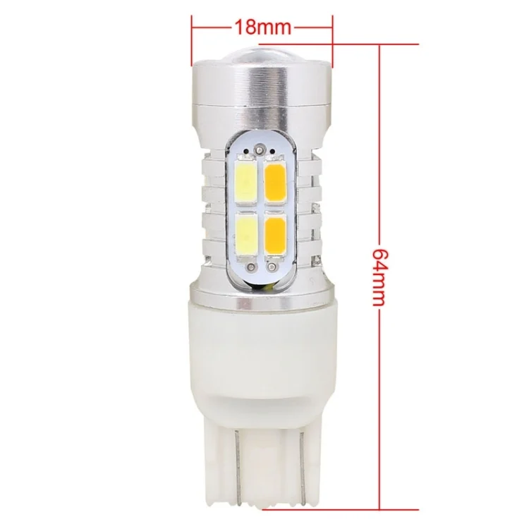 S-CMS-3704_5.webp 2PCS T20 10W 700LM Yellow + White Light Dual Wires 20-LED SMD 5630 Car Brake Light Lamp Bulb, Constant Current, DC 12-24V - Image 6