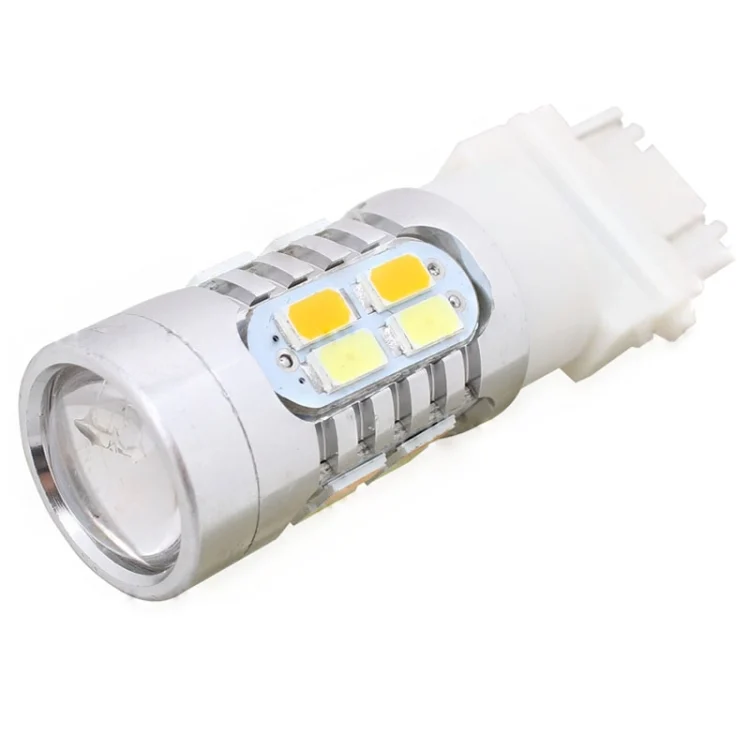S-CMS-3705_1.webp 2PCS T25 10W 700LM Yellow + White Light Dual Wires 20-LED SMD 5630 Car Brake Light Lamp Bulb, Constant Current, DC 12-24V - Image 2