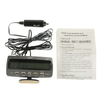 S-CMS-9106_3.webp 3.6 inch LCD Car Digital Thermometer with Time / Date / Week / Alarm / Car Storage Battery Voltage Display(Black) - Image 4