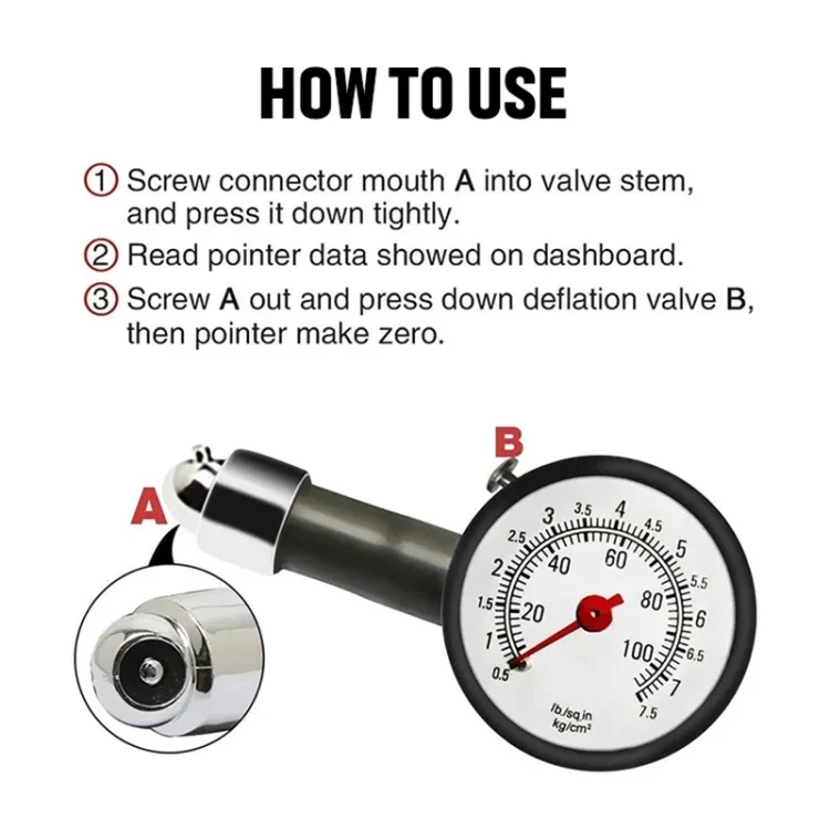 S-DPG-0109_4.webp Tire Pressure Gauge for Car and Cycle tyre, Pressure Range: 0-60PSI - Image 5