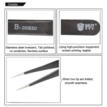 BEST BST-200ESD 202 Stainless Steel Anti-static Tip Tweezers - Image 6