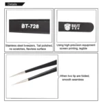 BEST BST-728 202 Stainless Steel Anti-static Tip Tweezers - Image 6