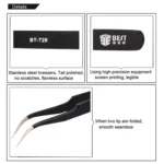 BEST BST-729 202 Stainless Steel Anti-static Curved Tip Tweezers - Image 6