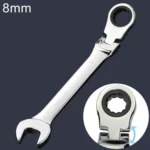 8mm Dual-use Opening Plum Ratcheting Angled Wrench , Length: 13.8cm(Silver)