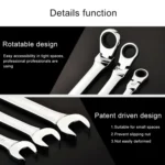 17mm Dual-use Opening Plum Ratcheting Angled Wrench , Length: 22.5cm(Silver) - Image 3