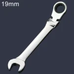 19mm Dual-use Opening Plum Ratcheting Angled Wrench , Length: 24.5cm(Silver) - Image 2