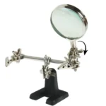 Helping Hand Magnifier, Hand Soldering Iron Stand Helping 2x Optical Magnifying Solder Tool(Silver)