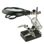 5 LED Auxiliary Clip Magnifier AC/DC Interchangeable with Soldering Stand & Two Magnifier, EU Plug(Silver)